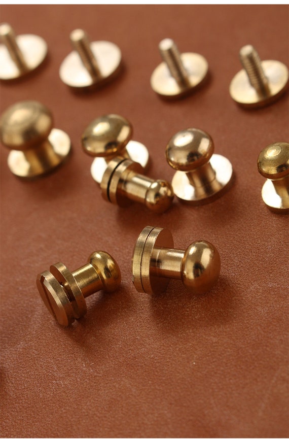 10mm Width Brass Flat Rivets and Studs for Handbags/screwed Studs/ Button  Leatherworking Screws Belt Stud 10 Sets A Pack 