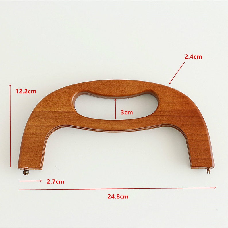 25cm 10 Retro Purse Frame / Large Wood Handle Purse Frame With Screws Pick Size image 3