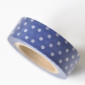 Deep Blue Washi Tape With White Polka Dots Masking Tape 15mm x 5M Roll No.13112
