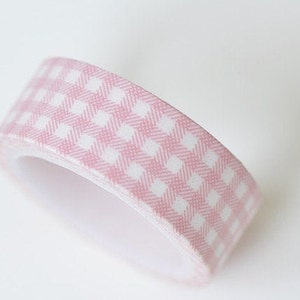 Roze washitape met rasterpatroon tijdschriftbenodigdheden 15 mm breed x 5 m, rol nr. 12808