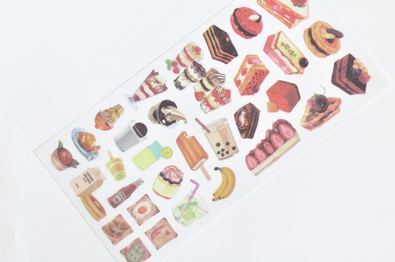 Cute Food Stickers Scrapbooking Stationery Tool Set of 3 Pages Etsy