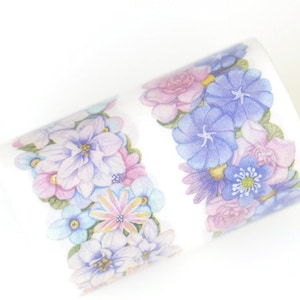 Taśma maskująca Lovely Flowers Washi Tape szeroka 60 mm x 3 metry rolka nr 13076