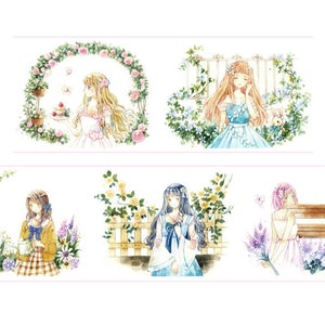 Lovely Girls Washi Tape Wide Lined Masking Tape 55mm x 3 Meters Roll No.12164
