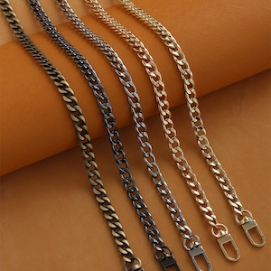 Bandoulière en métal pour sac à main, 10 mm x 120 cm Bronze/Argent/Canon de fusil/Or/Or clair