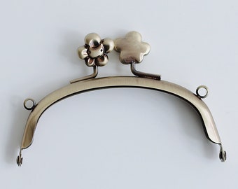 10.5cm Bronze Purse Frame Bag Hanger Glue-In Style With Smile Kiss Closure 10.5cm x 5cm