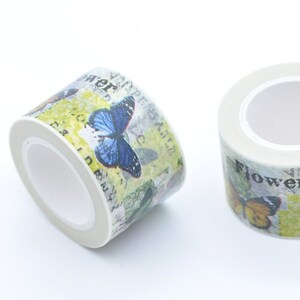 Cinta adhesiva washi de mariposas de colores, 30 mm de ancho x 5 metros