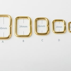 2 st rektangulära ringar/ 40 mm/34 mm/26 mm/20 mm/16 mm guldfärgad rektangulär ring