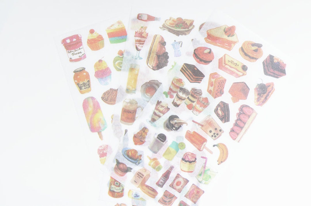 Cute Food Stickers Scrapbooking Stationery Tool Set of 3 Pages Etsy