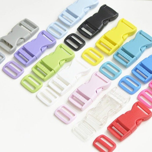 5 Ensembles Un Pack -20mm Plastique Strap Adjuster Strap Buckles And Slider Set Diverse Color Pick Color