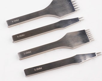 3mm/4mm/5mm Leather Stitching Prong Round Chisel - 2 prongs/ 5 prongs/ 7 prongs