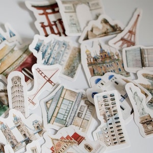 Vintage Architecture Stickers Scrapbooking Stationery Tool 45pcs A Box