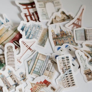 Vintage Architecture Stickers Scrapbooking Stationery Tool 45pcs A Box