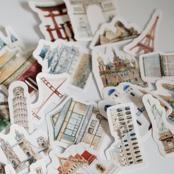 Vintage Architecture Stickers Scrapbooking Stationery Tool 45pcs A