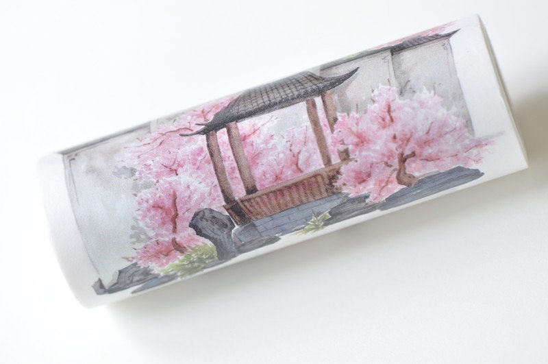 Vintage Pavilion Washi Tape Asian Culture Lined Bullet Journal