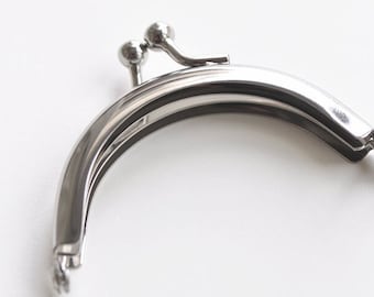 3" (7cm) Mini Purse Frame Half Round Coin Silver Bag Frame