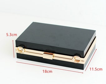18cm ( 7") Box Purse Frame Clutch Bag Light Gold Glue-In Purse Frame