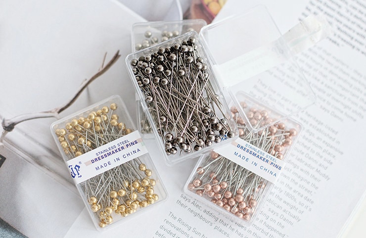 25mm Long INSPIRELLE 100PCS Pale Gold Plated Brass Flat Head Pins 22 Gauge Satin Pins for DIY Jewelry Making Findings 