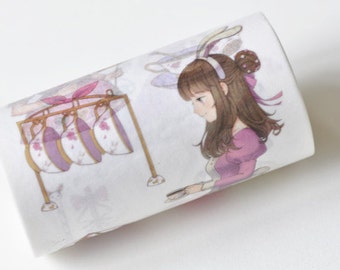 Mädchen Washi Tape Scrapbooking Versorgung rosa gefüttert Bullet Journal Tape 70mm x 3 Meter Nr.12632