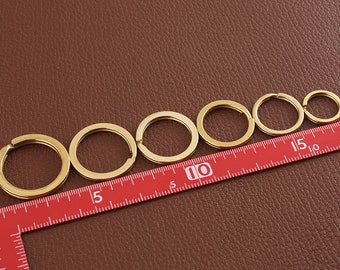 5pcs Solid Brass Split Key Rings Outer Size 20mm/25mm/28mm/30mm/33mm/35mm Pick Size