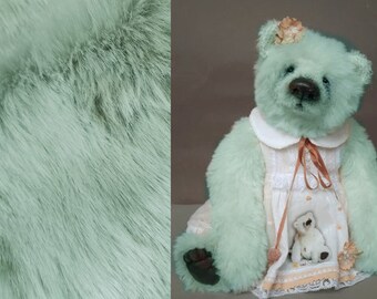 Light Green Fabric Long Pile 45mm Soft Fabric For Teddy Bear Making 50cm x 38cm （19“x14")