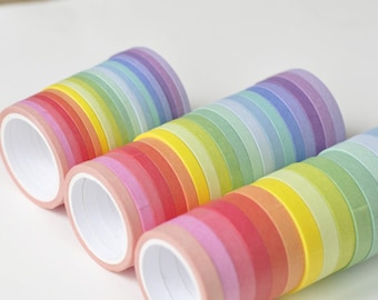 Rainbow Washi Tape Full Set, Rainbow Card Scrapbooking Tape, Gift Wrapping Tape Set of 20--- 3mm/5mm/7.5mm