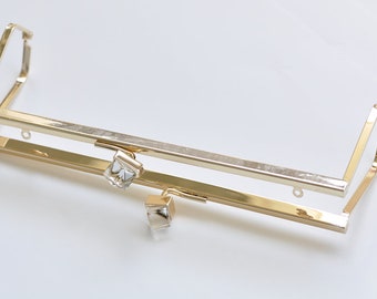 Marco de monedero de canal abierto de 22 cm (9 ") con selección de cristal Kisslock, color dorado y plateado