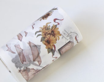 Vintage Flowers Washi Tape / Decorative Tape / Japanese Masking Tape 65mm wide x 3M long No.12522