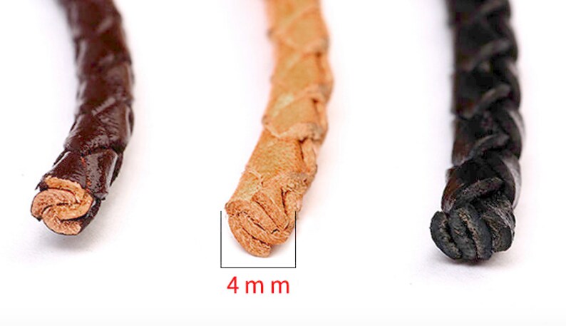 4mm Width Cowhide Braided Leather Strap 50cm