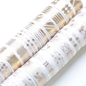 Foil Gold Washi Tape Full Set, Card Scrapbooking Tape, Gift Wrapping Tape Skinny 15mm x 3M Set of 20 Rolls image 1