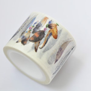 Feather Washi Tape / Decorative Tape / Japanese Masking Tape 30mm Wide ...