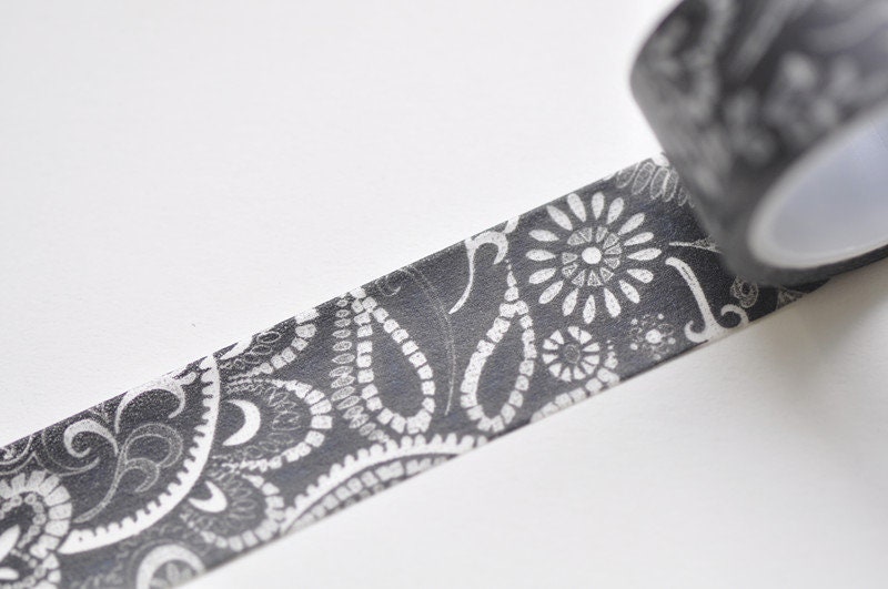 Black Scribble Heart Washi Tape Planner, Wrapping, Scrapbooking 1.5cm x 10m