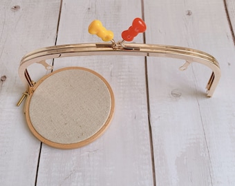 Light Gold Purse Frame Glue-In Clutch Bag Kiss Lock Bag Frame 24cm x 10cm