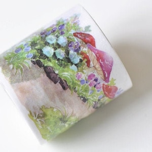 Mushroom Washi Tape Japanese Masking Lined Deco Tape 40mm x 3M No.13160