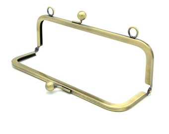 Vintage Purse Frame Brushed Brass Bag Hanger With Two Loops Bronze/Gold/Gunmetal 20 x 6.5cm