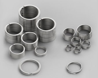 5 uds. De llaveros divididos de acero inoxidable, tamaño exterior 20 mm/25 mm/28 mm/30 mm/33 mm/35 mm, tamaño de selección
