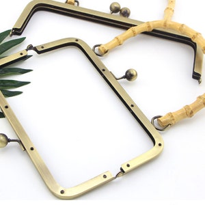 Antique Bronze Purse Frame With Natural Bamboo Handle Come With Screws 20cm 8/25cm 10 Pick Size image 3