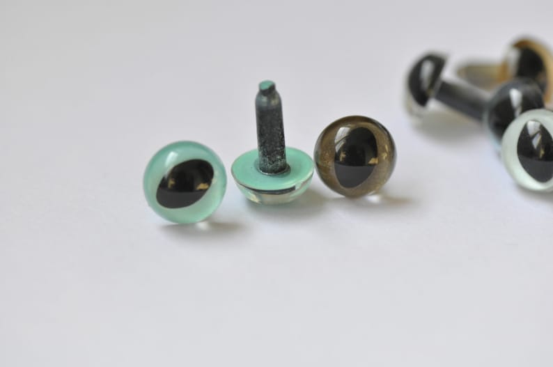9 mm (11/32 inch) kattenogen / amigurumi dierenogen / speelgoedveiligheidsogen / plastic ogen / geleverd met ringen - verpakking van 10 stuks / kleur kiezen afbeelding 3