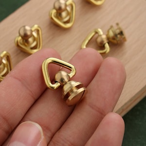 2pcs Latón Pernos atornillados Trasero Pull Ring Button Anillo de hardware de cuero