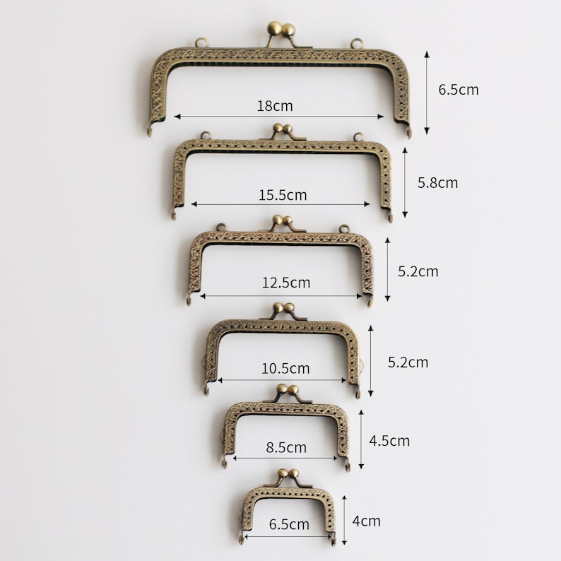 Retro Bronze Purse Frame Sewing Purse Frame Various Size 6.5/7.5/8.5/10.5/12.5/15/18 2to 7 image 2