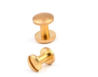 Brass Chicago Screws For Handbags/Screwed Studs/ Button Leatherworking Screws Belt Stud 1 Set (1 button+1 bottom screw) A Pack