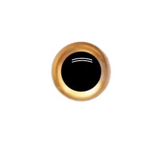Puede incluir: Un solo ojo de seguridad de plástico redondo de color dorado con pupila negra. El ojo está diseñado para su uso en proyectos de manualidades.
