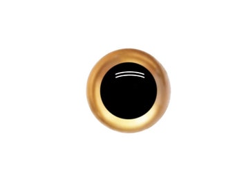 10 unidades de ojos redondos transparentes de 20 mm para amigurumi (ojos de seguridad para búhos) de color dorado. Incluyen arandelas.