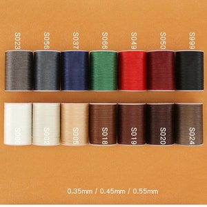 Fil de polyester ciré rond Cuir Artisanat Couture à la main Largeur essentielle 0.35mm / 0.45mm / 0.55mm Largeur et couleur du choix image 3