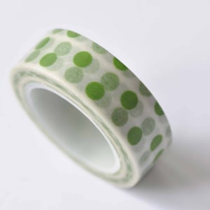 Green Polka Dots Adhesive Washi Tape 15mm Wide x 10M Roll No.12529