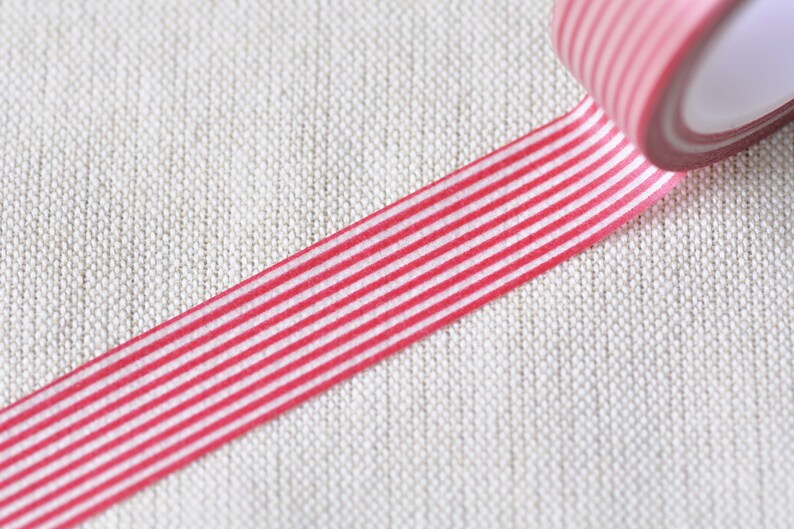 Red Lines Stripes Adhesive Washi Tape 15mm Wide x 10M Roll No.12506