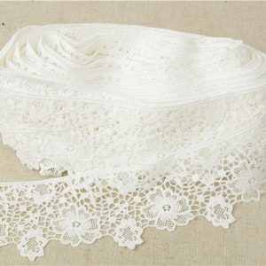 White Lace Ribbon Lace Deco Tape Sewing Material Width 8cm x 100cm (3&quot; x 39&quot;)