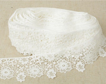 White Lace Ribbon Lace Deco Tape Sewing Material Width 8cm x 100cm (3" x 39")