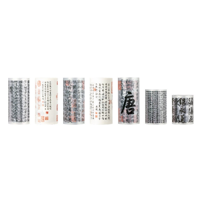 Asian Culture Vintage Handwriting Washi Tape Sets of 7 Rolls 50mm/60mm/80 x 5 Meters image 1