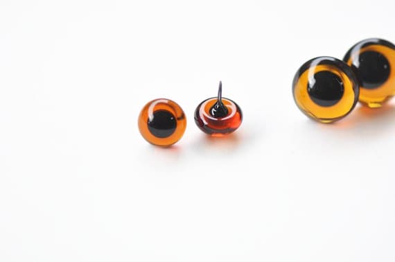 One Pair Brown Germany Glass Eyes With A Loop Round Teddy Bear Eyes Size 5mm-20mm Pick Size