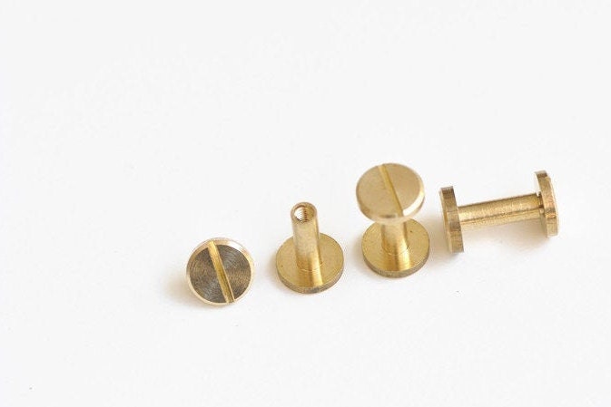 10mm Width Brass Flat Rivets and Studs for Handbags/screwed Studs/ Button  Leatherworking Screws Belt Stud 10 Sets A Pack 